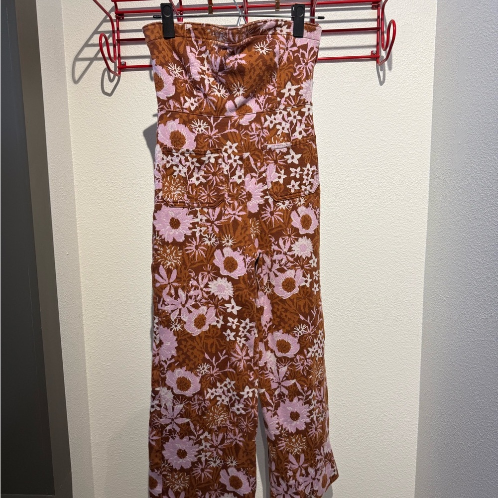 Anthropologie Floral Brown Jumpsuit